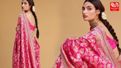 Athiya Shetty Dazzles in Pink Silk Saree