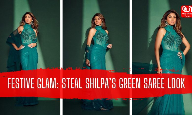 Festive Glam: Shilpa Shetty’s Green Saree by Manish Malhotra Will Make You Say WOW!