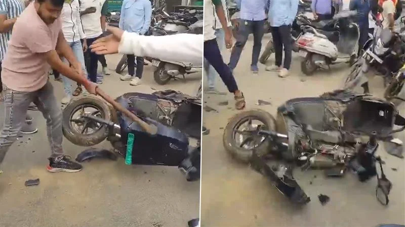 Angry Customer Smashes Ola Electric Scooter