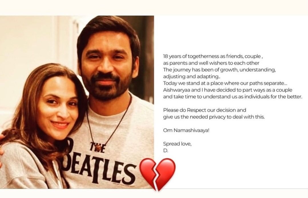 Dhanush and Aishwaryaa Are Now Officially Divorced