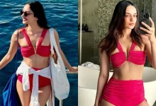 Manushi Chhillar Sizzles in Red Bikini Former Miss World's Beachside Escapade