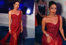 Priyanka Chopra, Fiery Red Gown, Johnnie Walker Diwali Ball