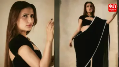 Fatima Sana Shaikh, Black Velvet saree, Manish Malhotra Saree