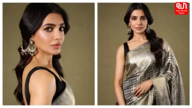 Samantha Ruth Prabhu, Houndstooth-Print Silk Saree