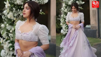 Bhumi Pednekar, Lavender Flowy Lehenga